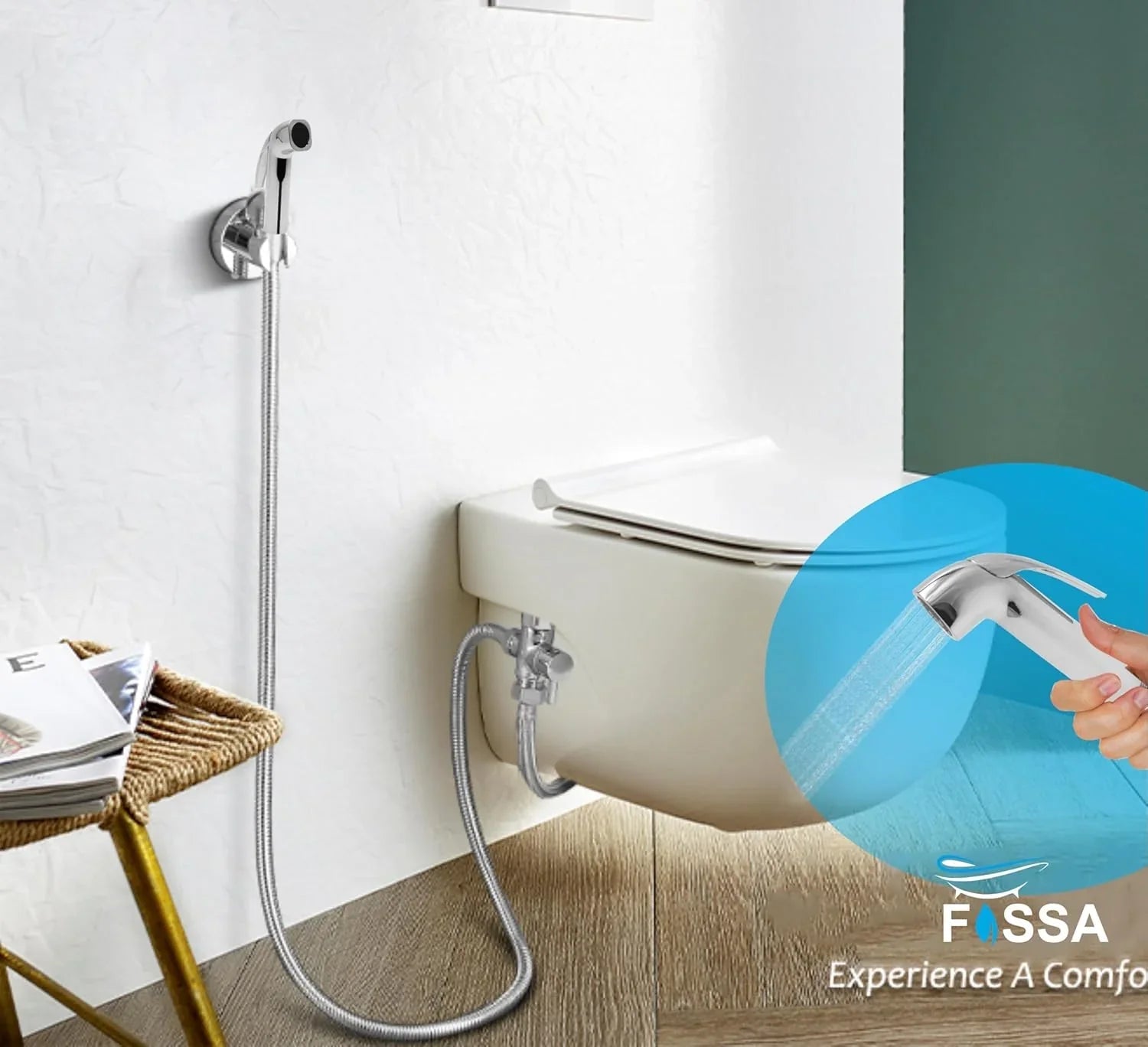 Health Faucet Bidet Sprayer Silver ABS Health Faucet with 1 Meter 304-Grade SS Hose Pipe & Hook